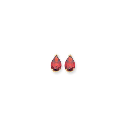 14k Yellow Gold 10x7mm Pear Garnet Checker Earrings XE83GC