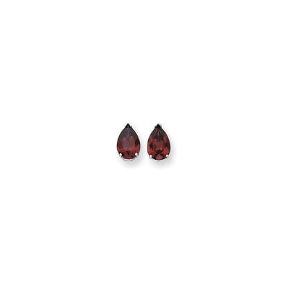 14k White Gold 10x7mm Pear Garnet Checker Earrings XE83WGC