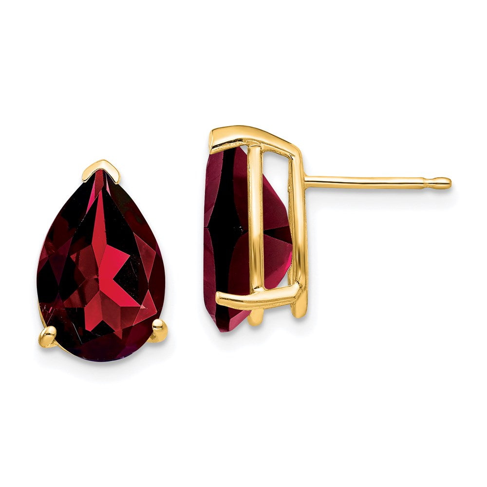 14k Yellow Gold Garnet Pear Stud Earrings XE84GA