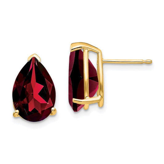 14k Yellow Gold Garnet Pear Stud Earrings XE84GA