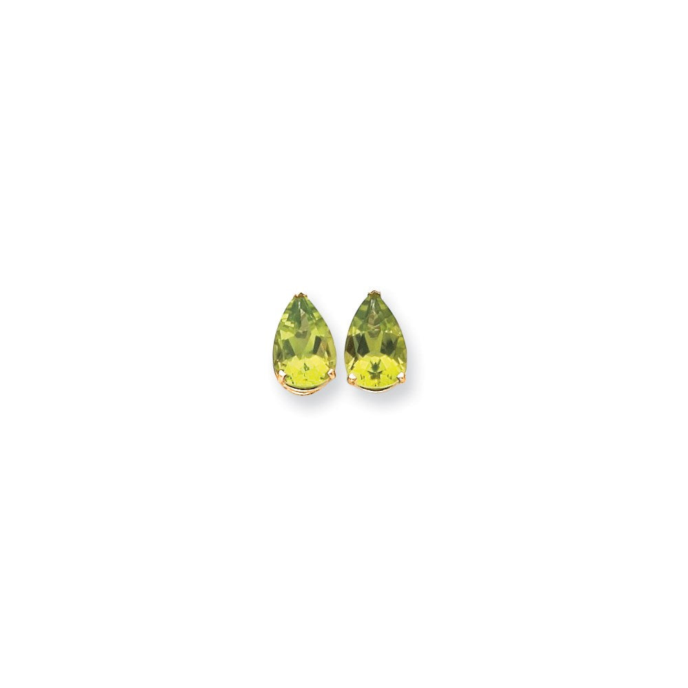 14k Yellow Gold 12x8mm Pear Peridot Earrings XE84PE