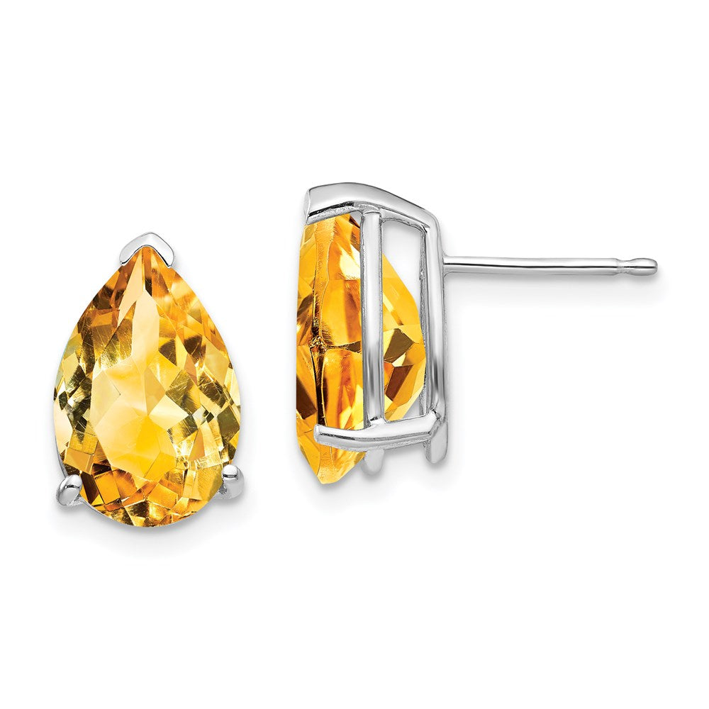 14k White Gold Citrine Pear Stud Earrings XE84WCI