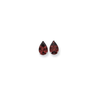 14k White Gold 12x8mm Pear Garnet Checker Earrings XE84WGC