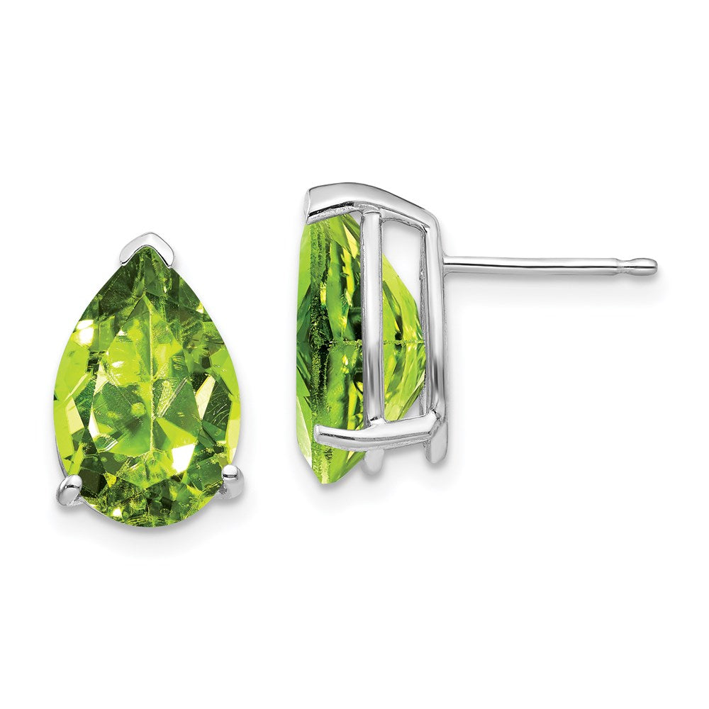 14k White Gold Peridot Pear Stud Earrings XE84WPE
