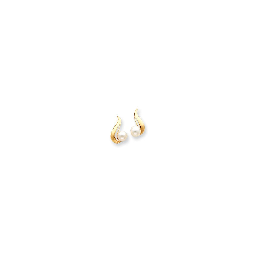 14k Yellow Gold 5.5mm FW Cultured Pearl Earrings XE856PL