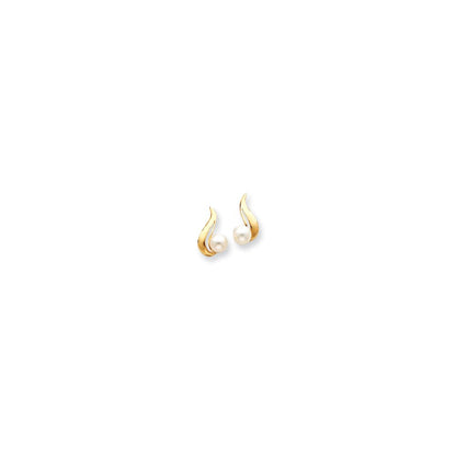 14k Yellow Gold 5.5mm FW Cultured Pearl Earrings XE856PL