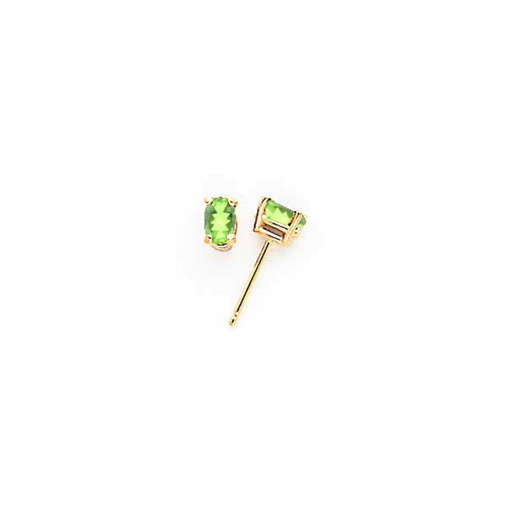 14k Yellow Gold Peridot oval stud Earrings XE85PE