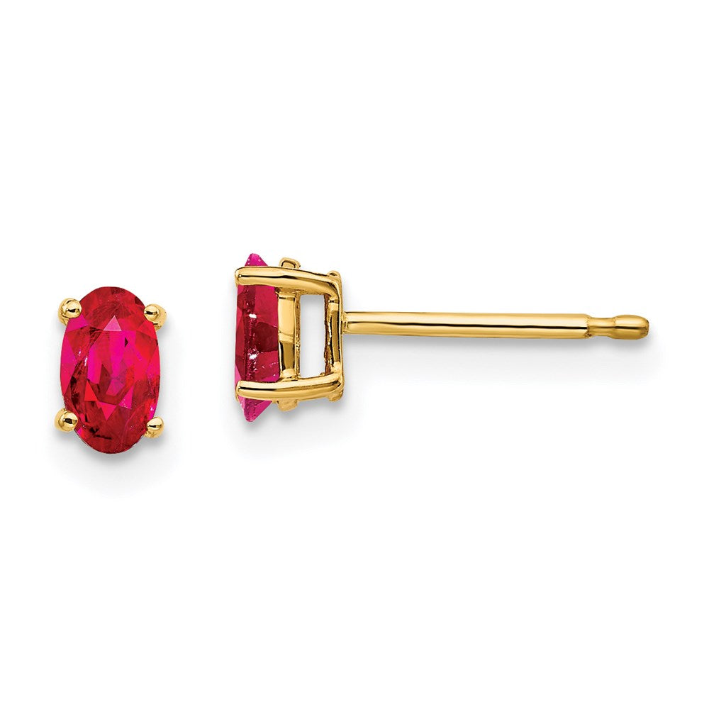 14k Yellow Gold Ruby Post Earrings XE85R-B
