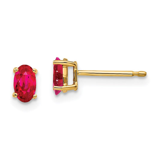 14k Yellow Gold Ruby Post Earrings XE85R-B