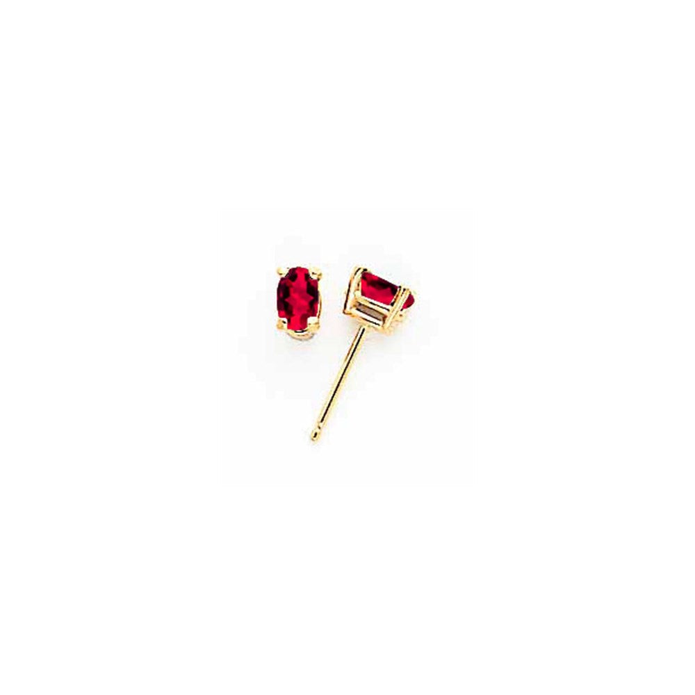 14k Yellow Gold 5x3mm Oval Ruby Earrings XE85R