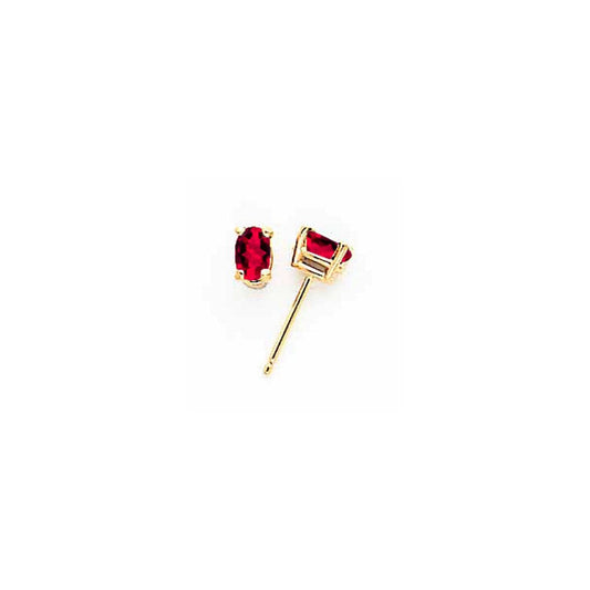 14k Yellow Gold 5x3mm Oval Ruby Earrings XE85R