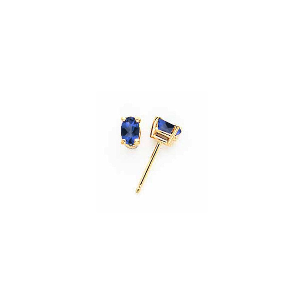 14k Yellow Gold 5x3mm Oval Sapphire Earrings XE85S