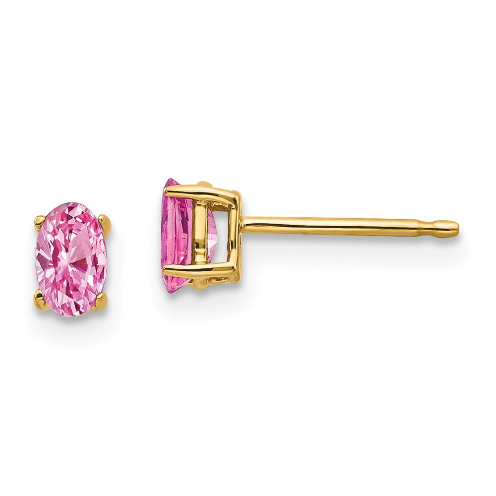 14k Yellow Gold Pink Sapphire Post Earrings XE85SP-B
