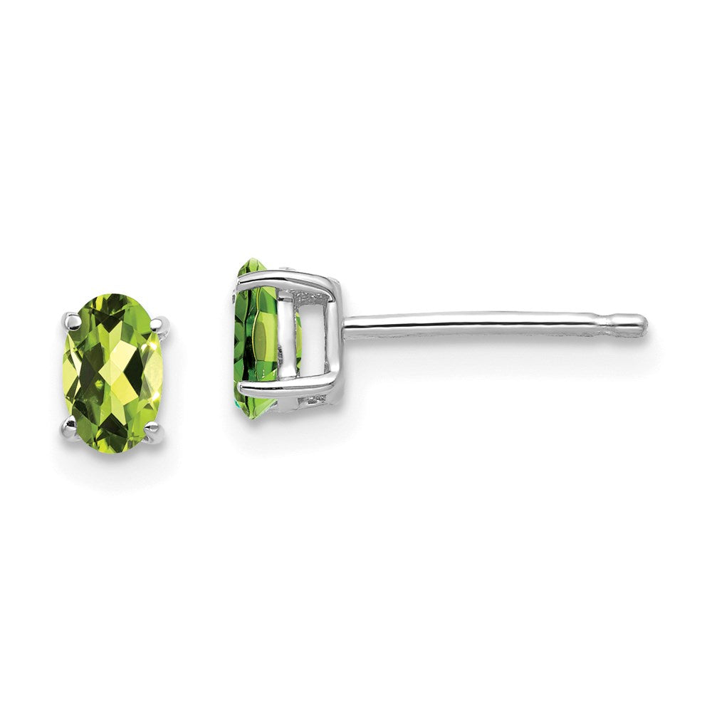 14k White Gold Peridot Oval Stud Earrings XE85WPE