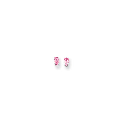 14k White Gold 5x3mm Oval Pink Tourmaline earring