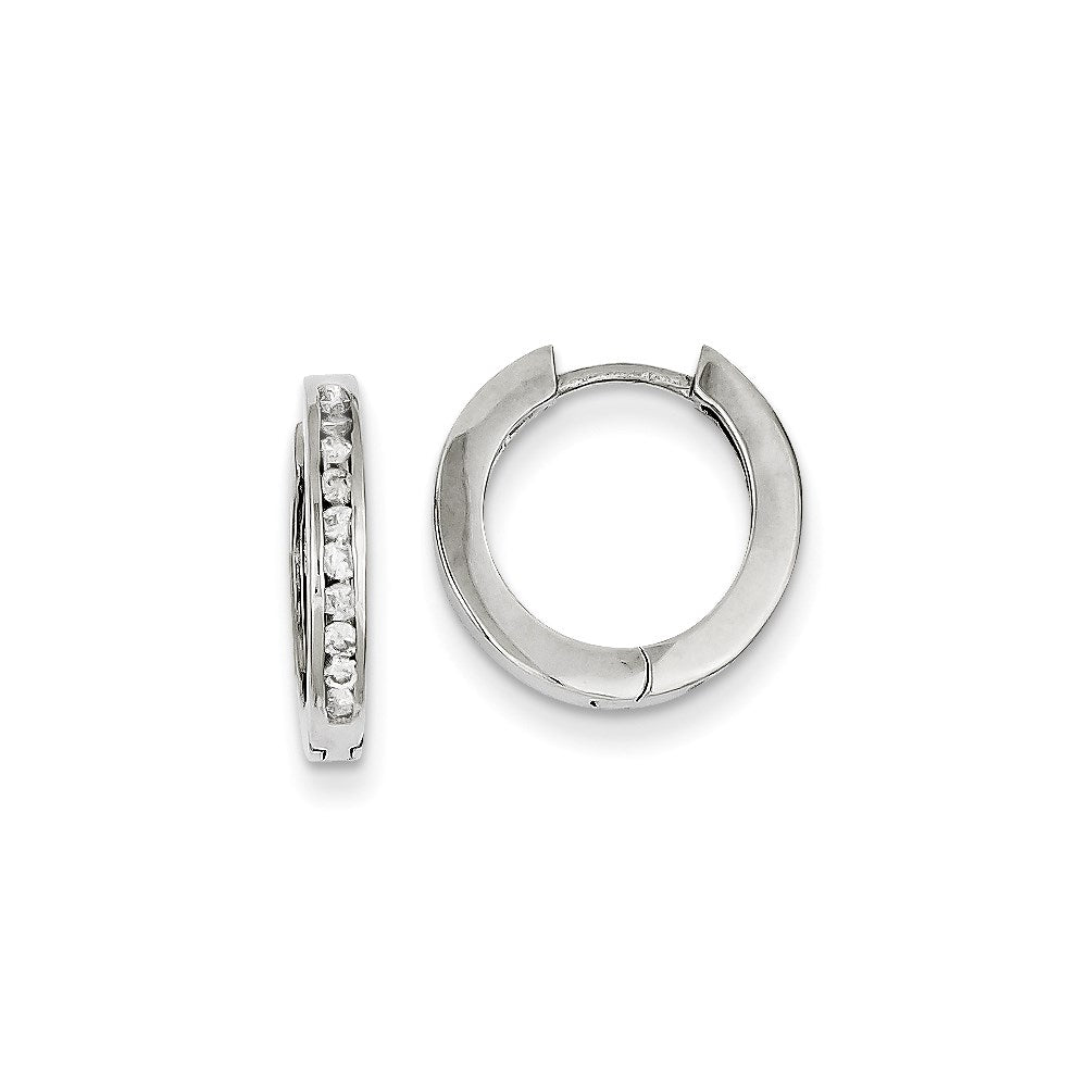 14k White Gold AA Real Diamond Hinged Earrings XE860WAA