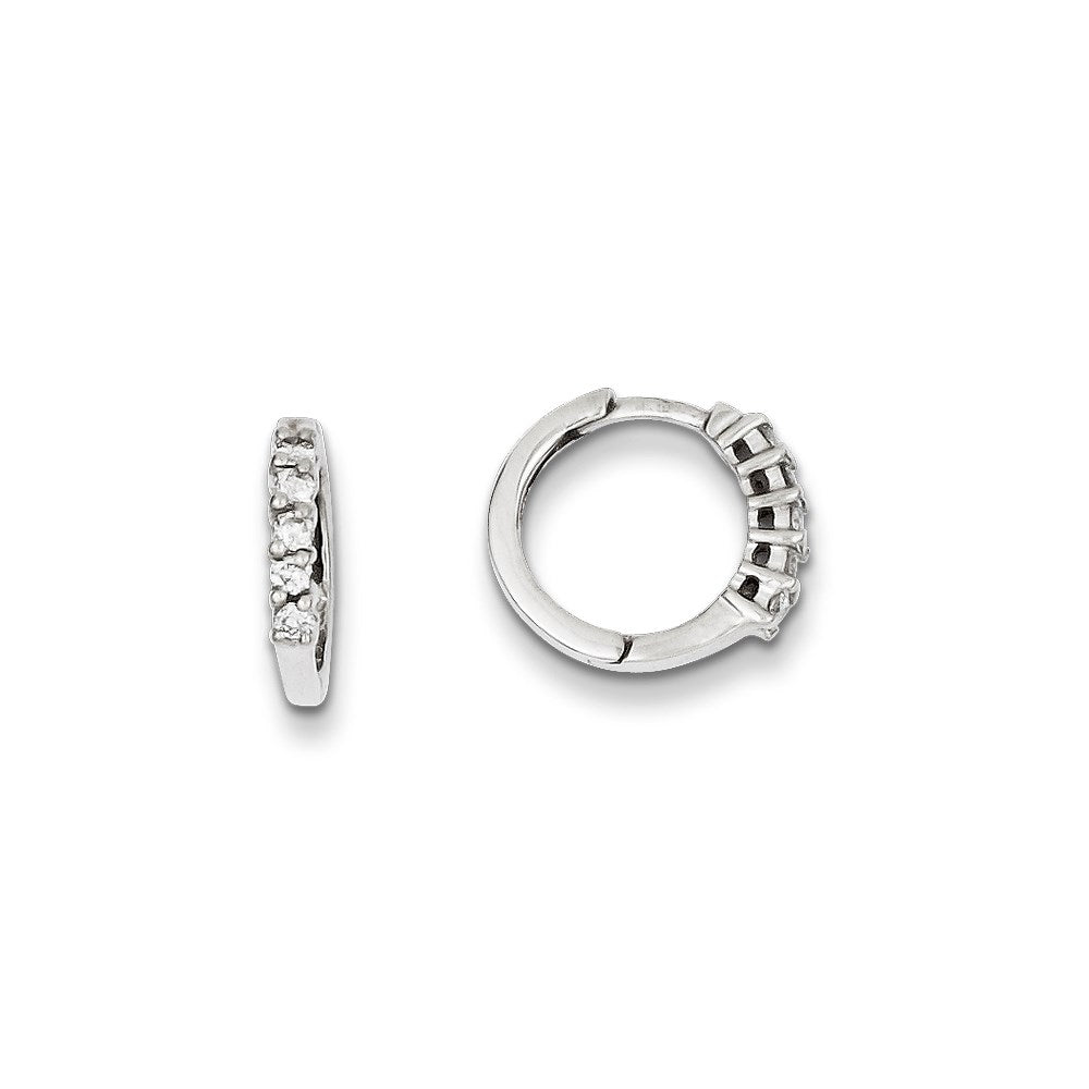 14k White Gold AA Real Diamond Hinged Hoop Earrings XE863WAA