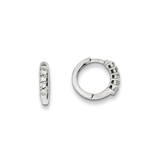14k White Gold AA Real Diamond Hinged Hoop Earrings XE863WAA