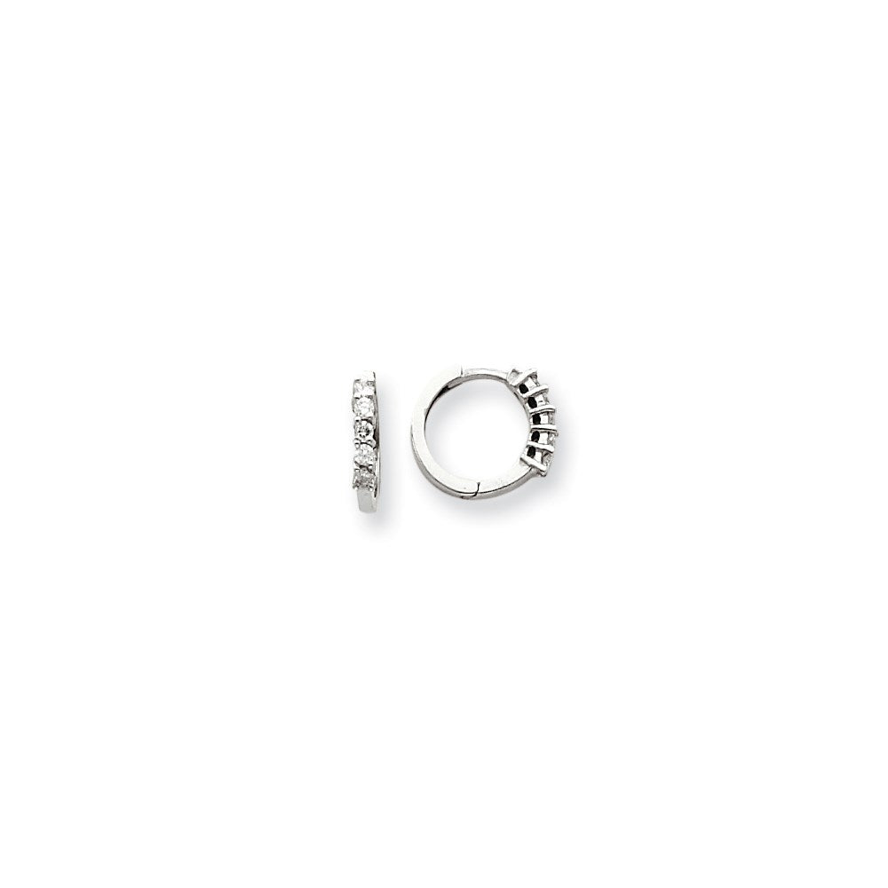 14k White Gold VS Real Diamond hinged hoop Earringss XE863WVS