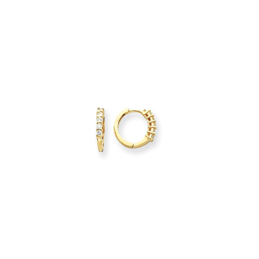 14k Yellow Gold AAA Real Diamond hinged hoop Earringss XE863AAA