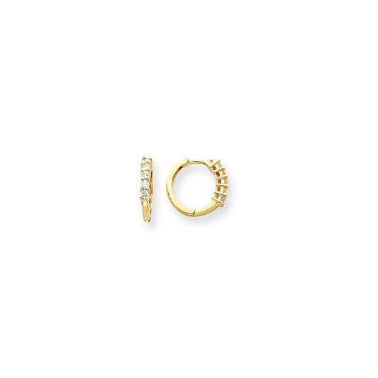 14k Yellow Gold AAA Real Diamond hinged hoop Earringss XE863AAA