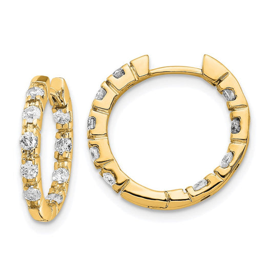 14k Yellow Gold AAA Real Diamond Hinged Hoop Earrings XE865AAA