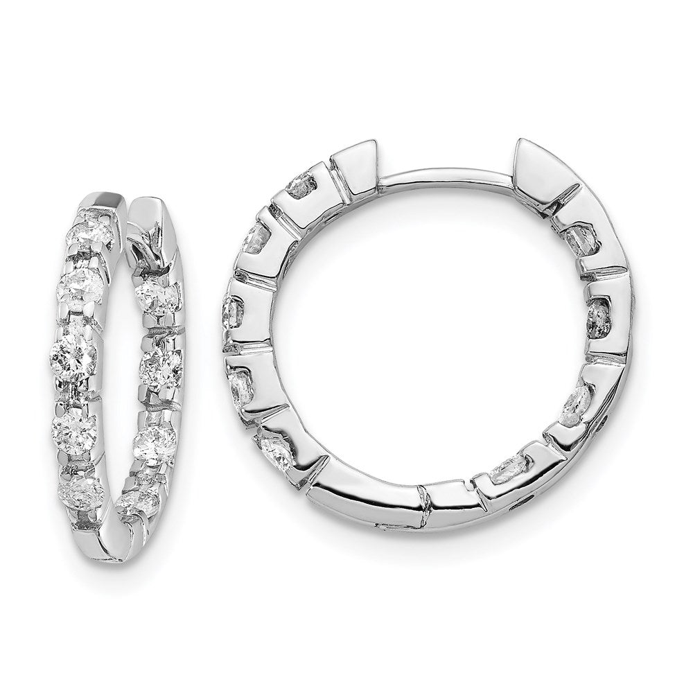 14k White Gold VS Real Diamond Hinged Hoop Earrings XE865WVS