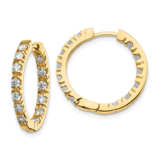 14k Yellow Gold AAA Real Diamond Hinged Hoop Earrings XE866AAA