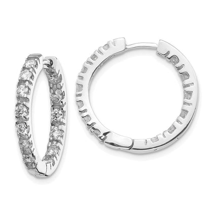14k White Gold A Real Diamond Hinged Hoop Earrings XE866WA