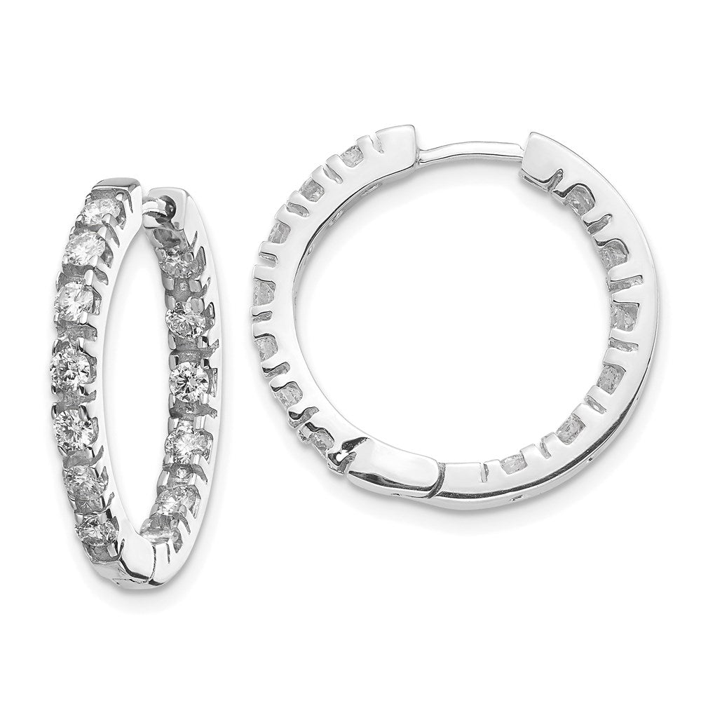 14k White Gold VS Real Diamond Hinged Hoop Earrings XE866WVS