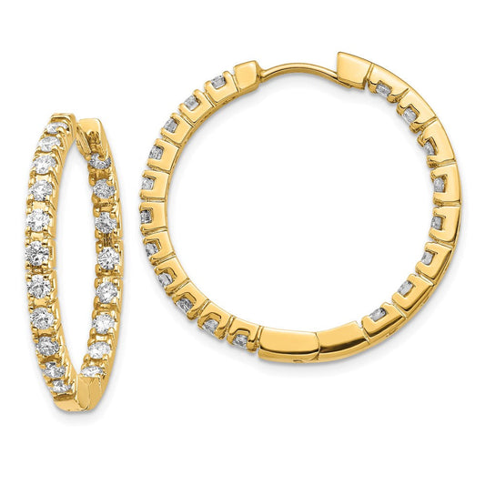 14k Yellow Gold AAA Real Diamond Hinged Hoop Earrings XE867AAA