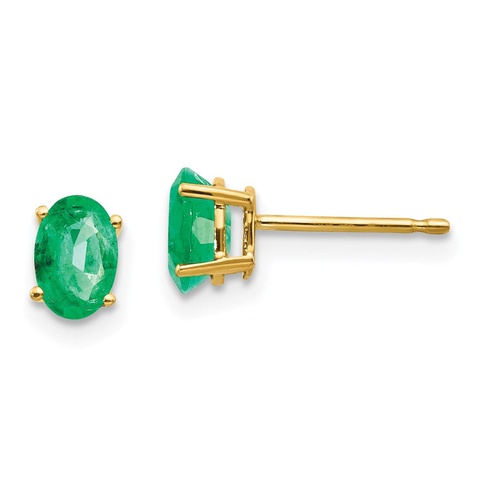 14k Yellow Gold Emerald Post Earrings XE86E-B