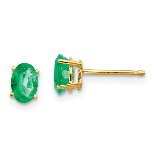 14k Yellow Gold Emerald Post Earrings XE86E-B