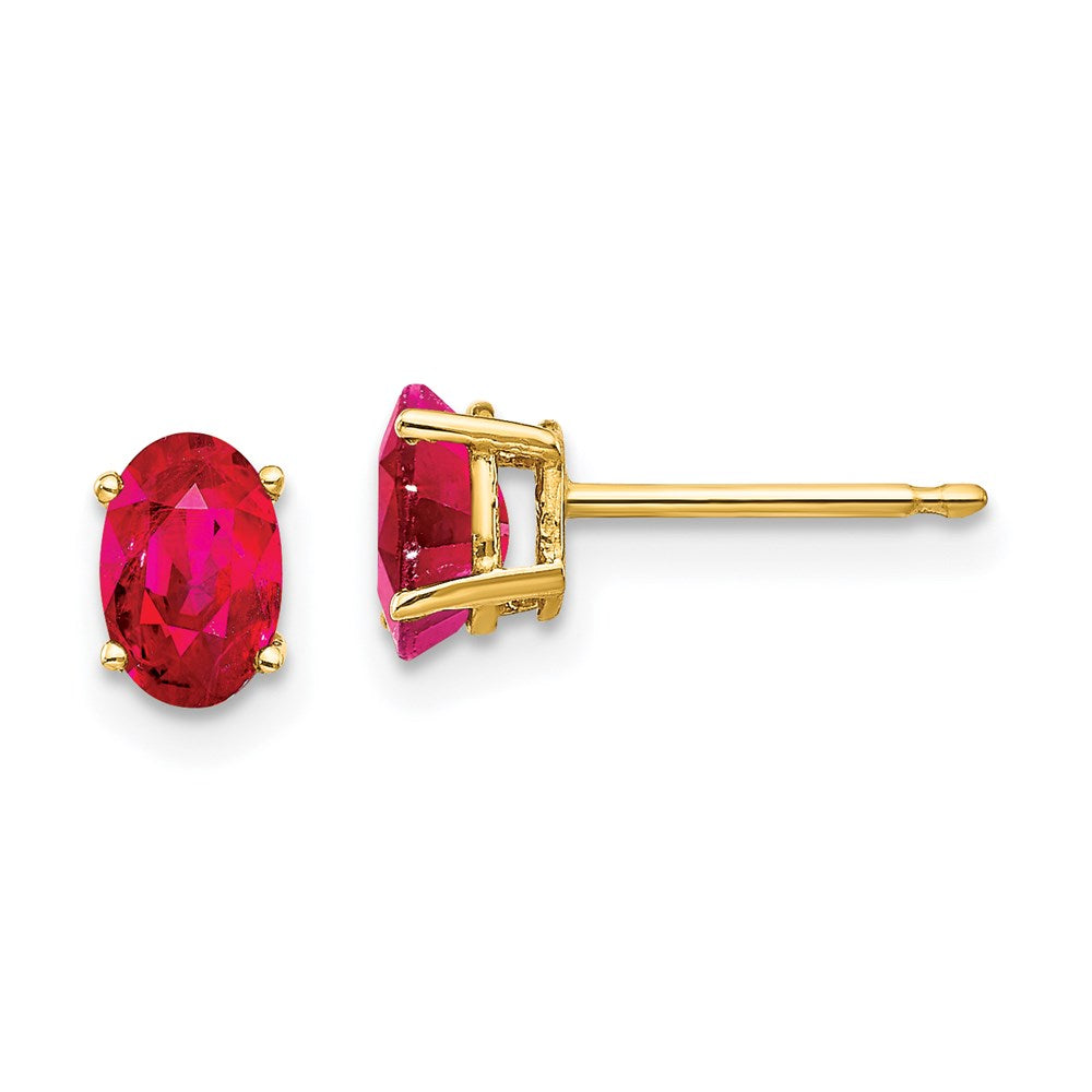 14k Yellow Gold Ruby Post Earrings XE86R-B