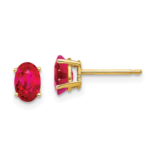 14k Yellow Gold Ruby Post Earrings XE86R-B