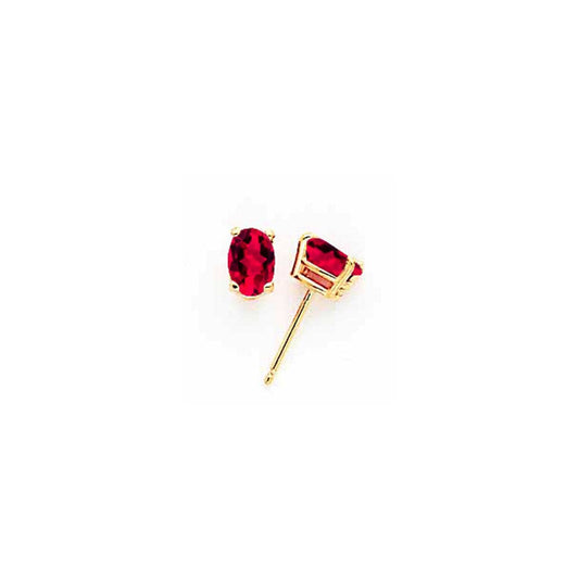 14k Yellow Gold 6x4mm Oval Ruby Earrings XE86R