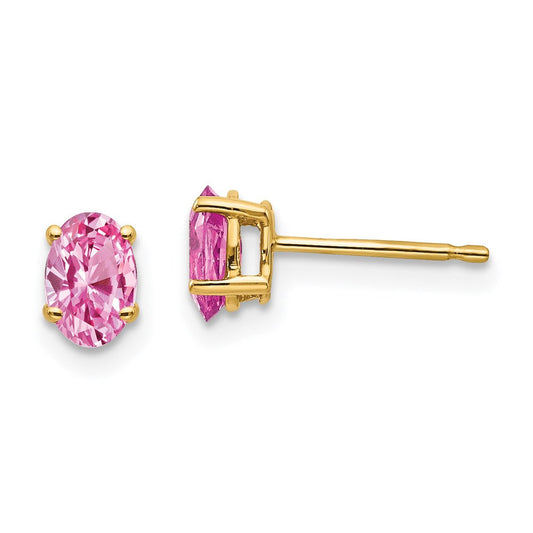 14k Yellow Gold Pink Sapphire Post Earrings XE86SP-B