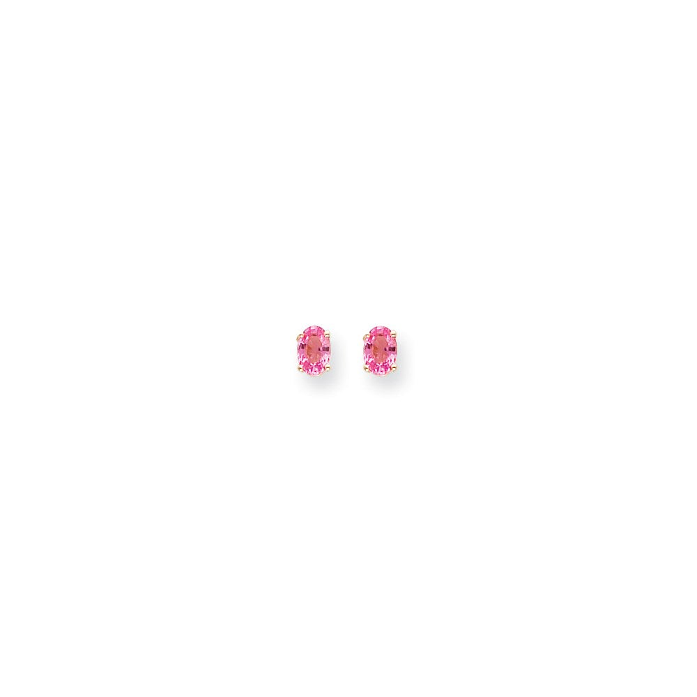 14k Yellow Gold 6x4mm Oval Pink Sapphire Earrings XE86SP