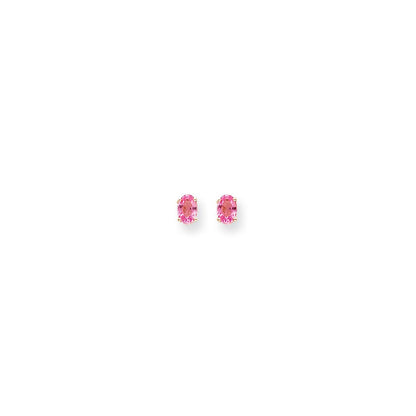14k Yellow Gold 6x4mm Oval Pink Sapphire Earrings XE86SP