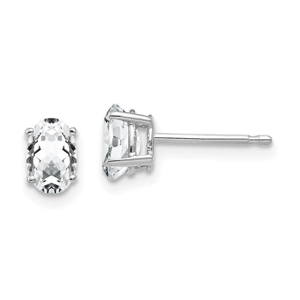 14k White Gold Cubic Zirconia Oval Stud Earrings XE86WCZ