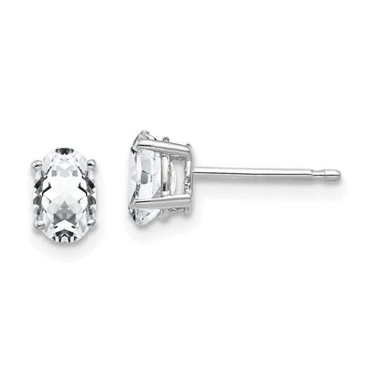 14k White Gold Cubic Zirconia Oval Stud Earrings XE86WCZ