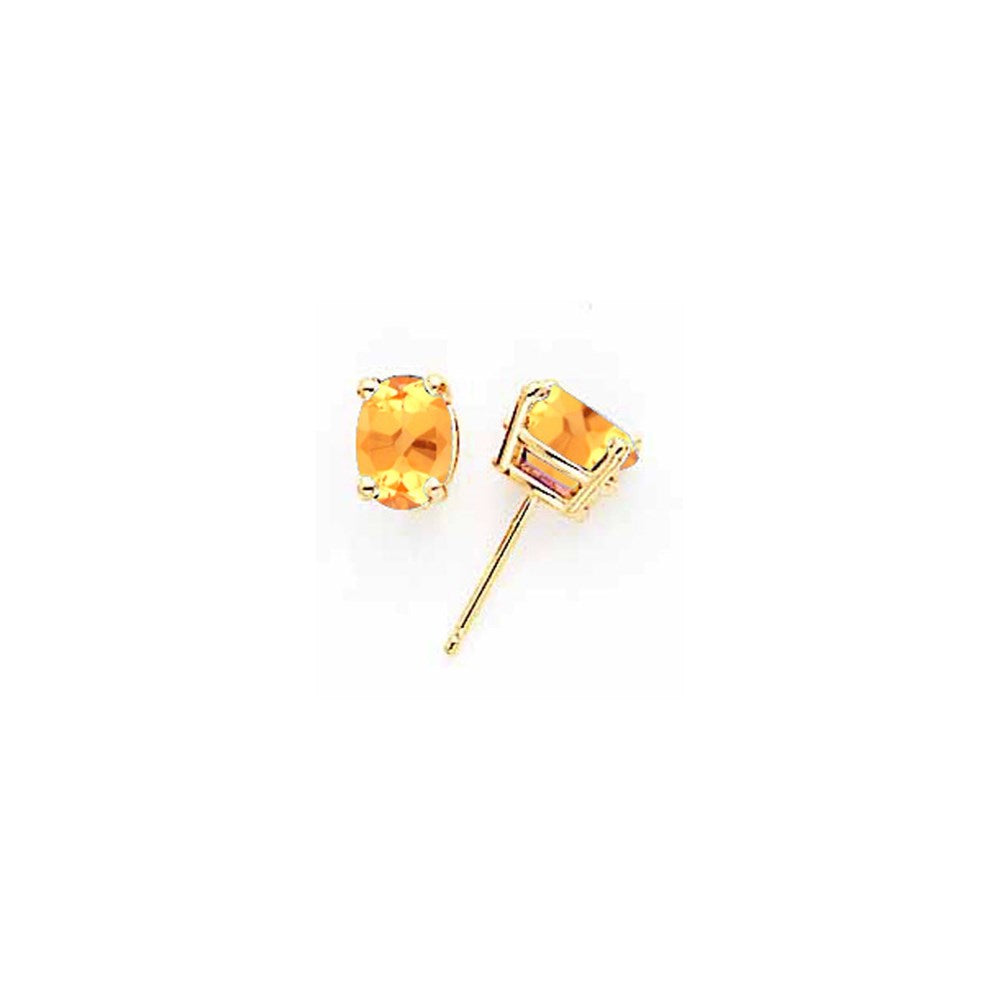 14k Yellow Gold 7x5mm Oval Citrine Earrings XE87CI