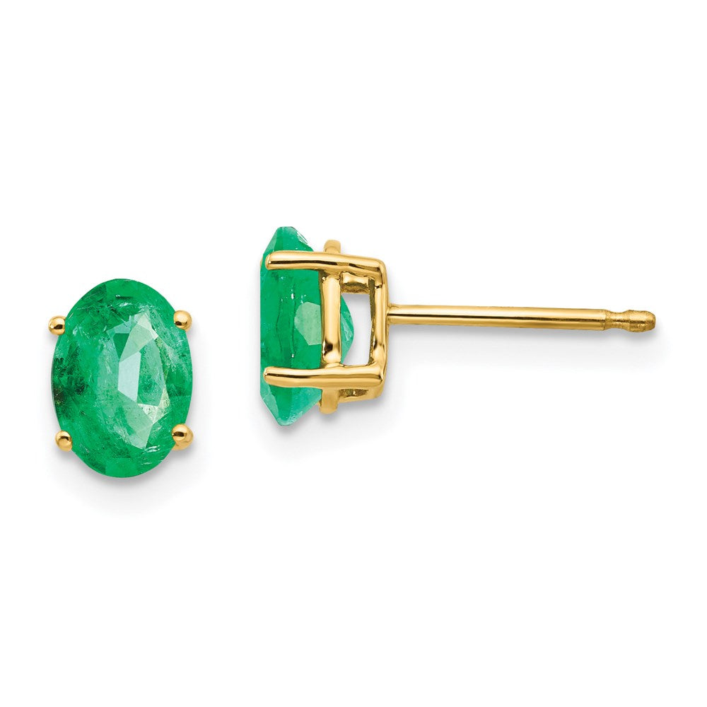 14k Yellow Gold Emerald Post Earrings XE87E-B