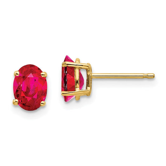 14k Yellow Gold Ruby Post Earrings XE87R-B