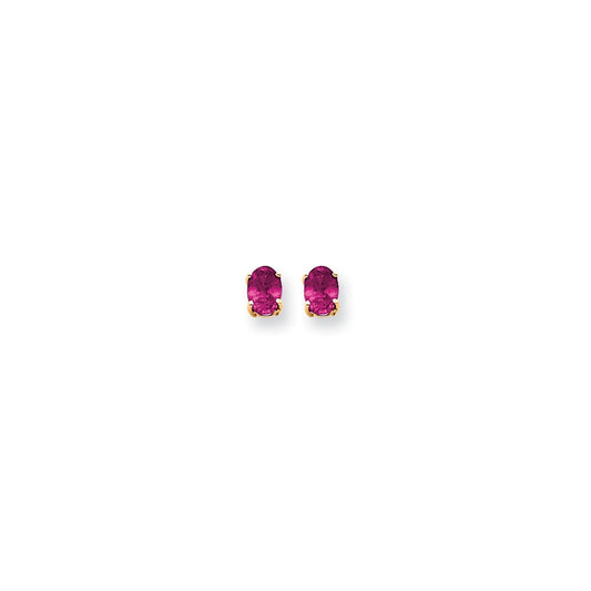 14k Yellow Gold 7x5mm Oval Pink Sapphire Earrings XE87SP