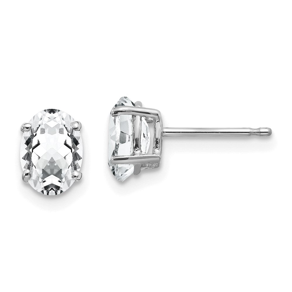 14k White Gold Cubic Zirconia Oval Stud Earring XE87WCZ