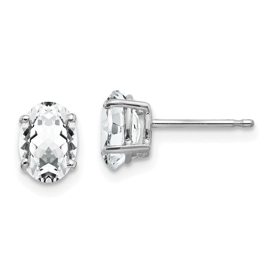 14k White Gold Cubic Zirconia Oval Stud Earring XE87WCZ