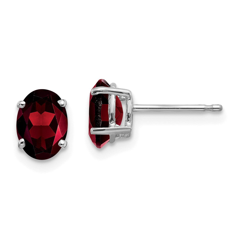 14k White Gold 7x5mm Oval Garnet Earrings XE87WGA