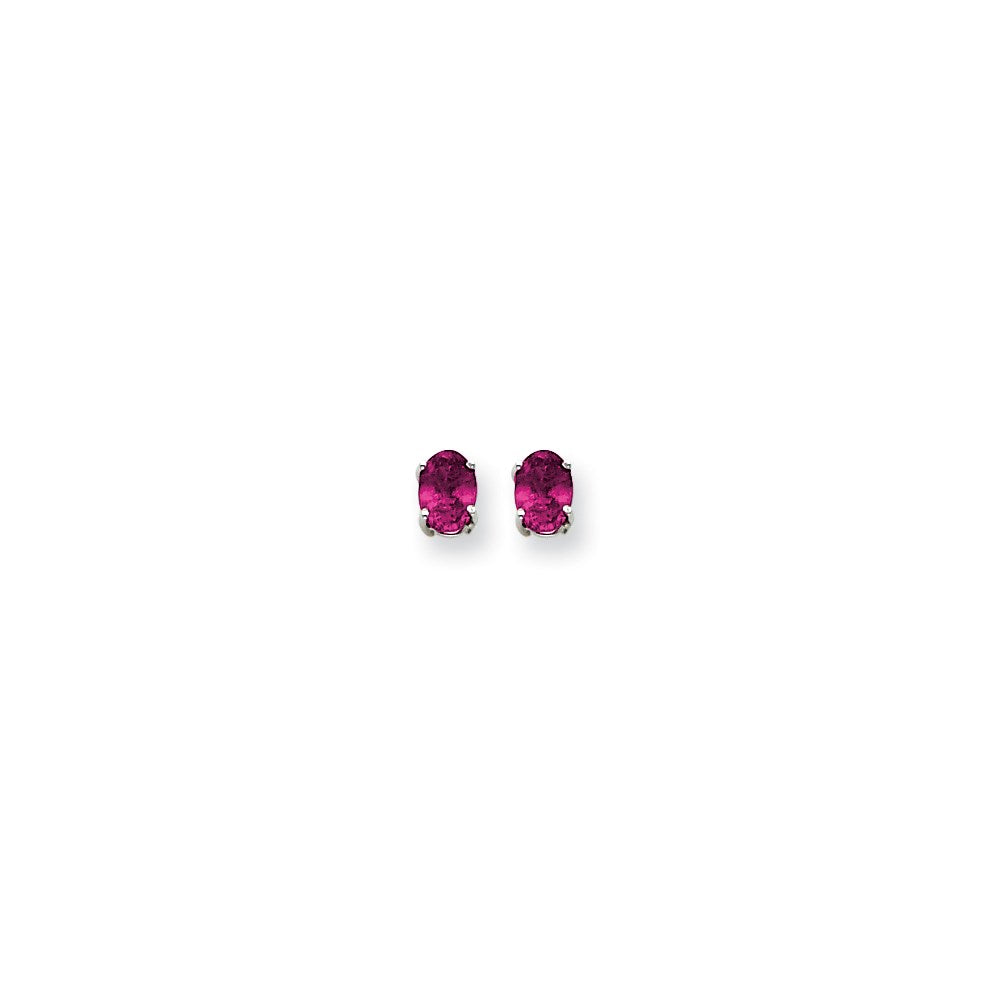14k White Gold 7x5mm Oval Pink Sapphire Earrings XE87WSP