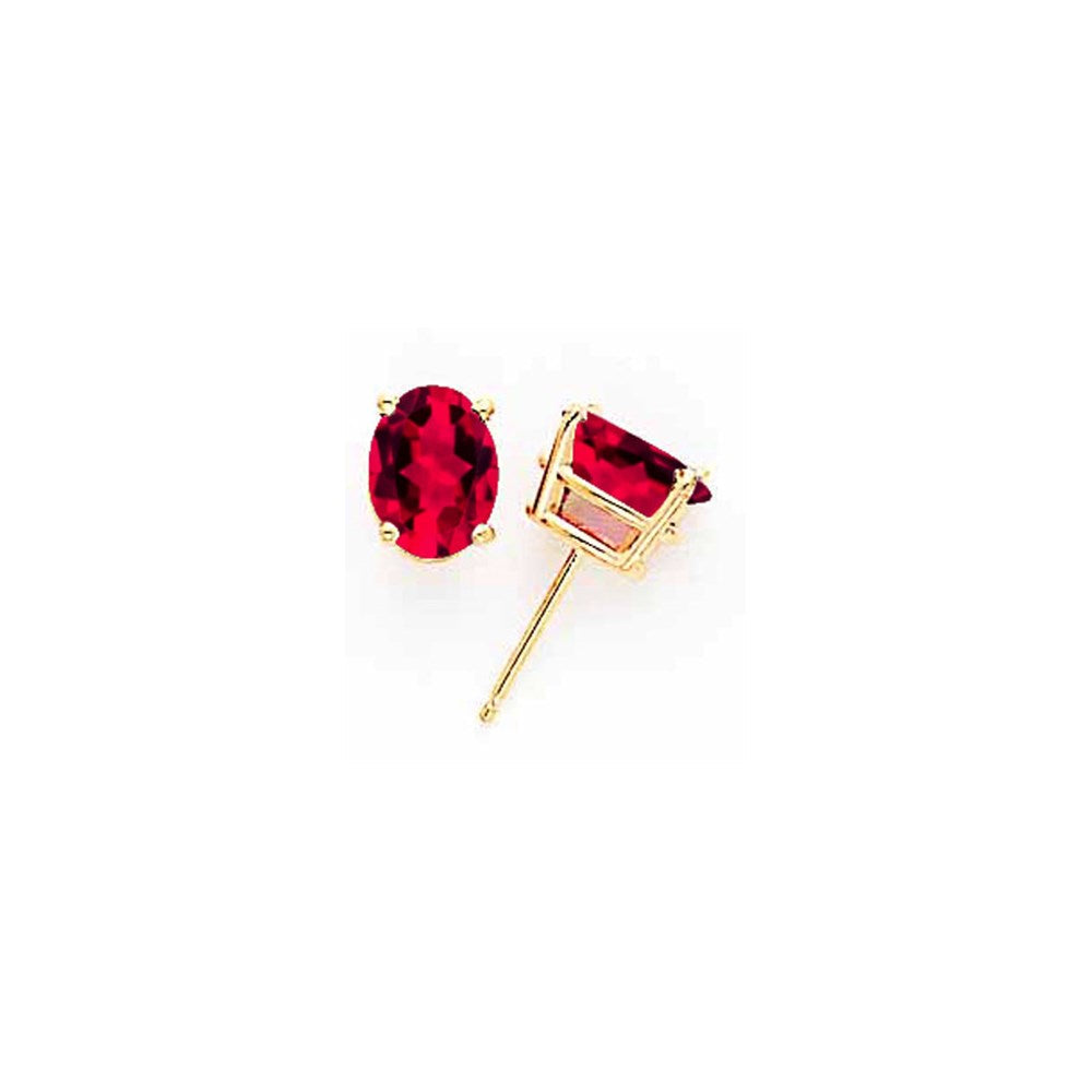14k Yellow Gold 8x6mm Oval Ruby Earrings XE88R